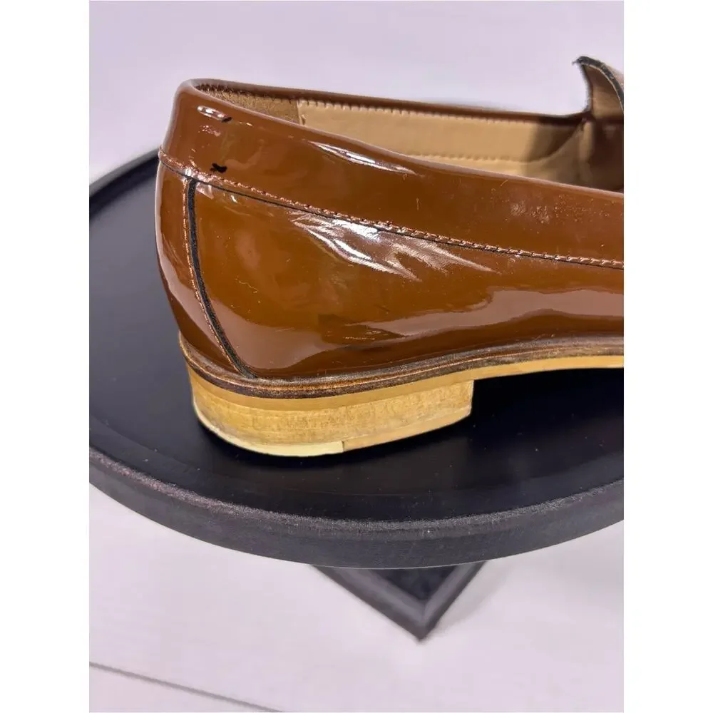Everlane Patent Leather Loafers Brown Italian Made Slip On Flats 6.5